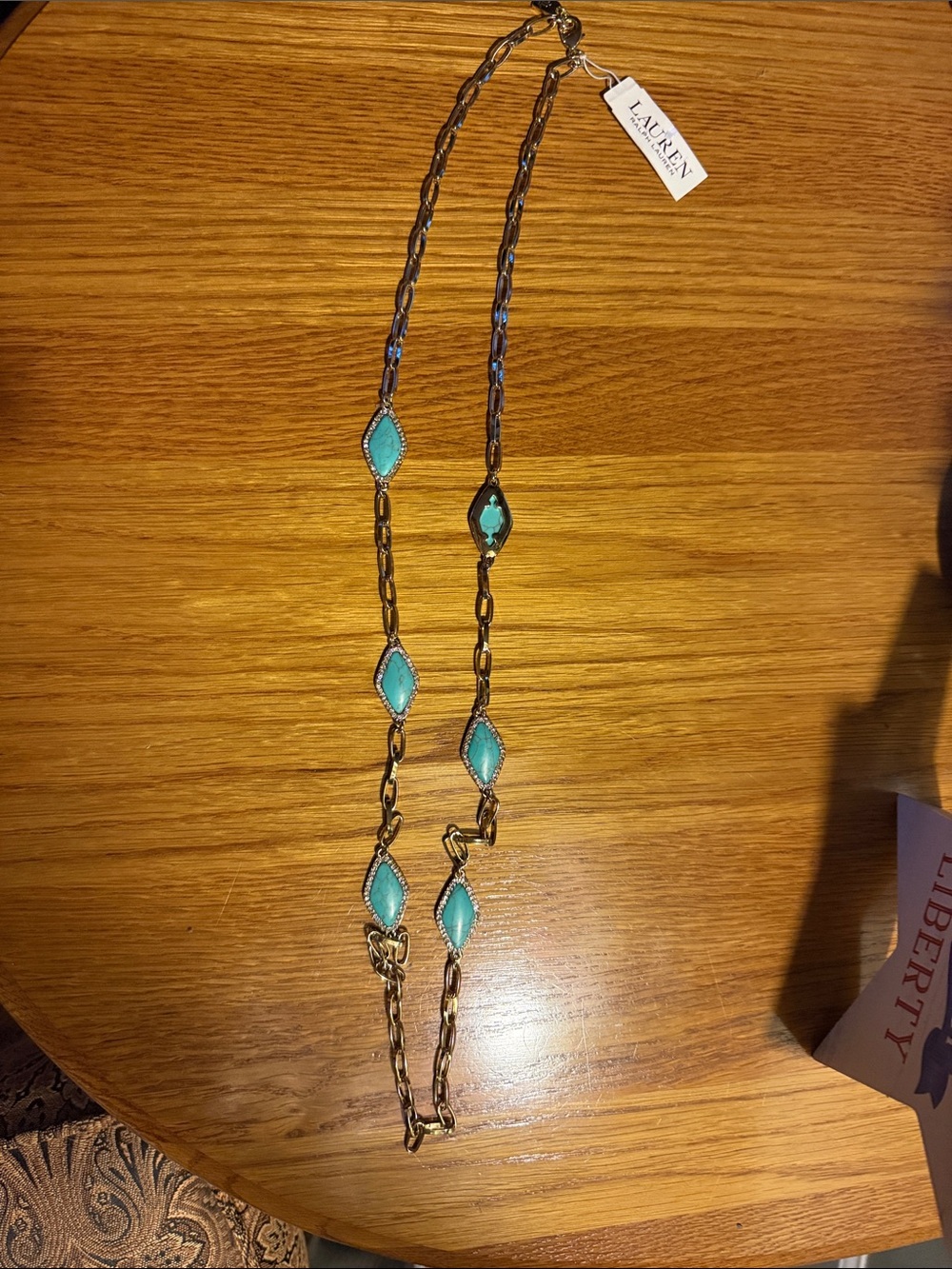 Lauren Ralph Lauren Turquoise Stone Link Necklace